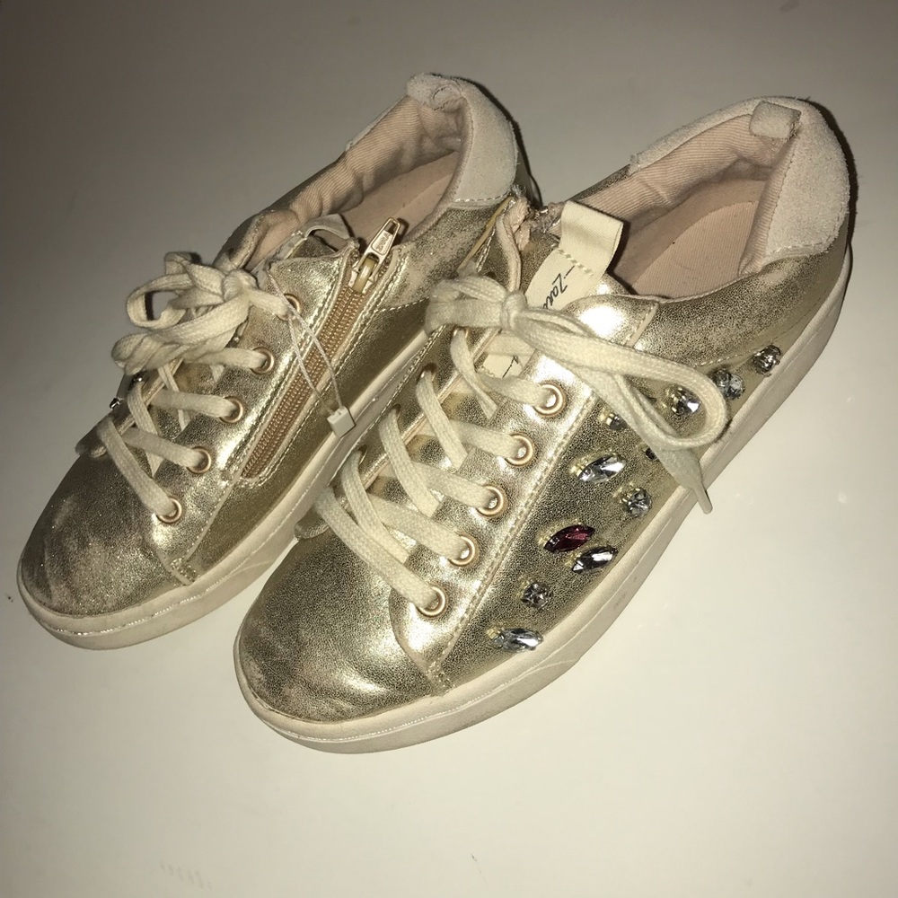 Zara Girl Gold Crystal Sneakers